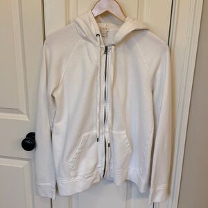 J. Crew Factory ivory Cream Hoodie Jacket full zip medium sweat athletic hooded